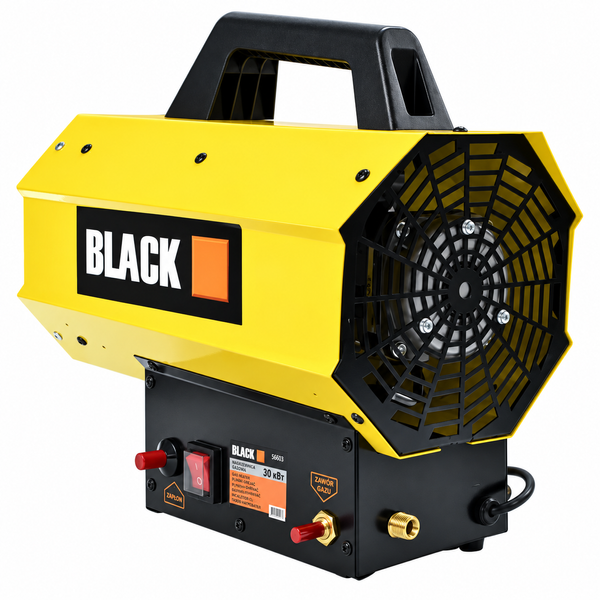 Газова теплова гармата BLACK 30 кВт на пропан-бутані зі шлангом і редуктором BLK-30KW-55064 фото