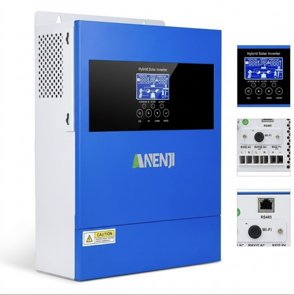 Комплект резервного живлення Anenji 4,2 кВт 24 В + 2 LiFePO4 акумулятори FLYFOREE 2,56 кВт&middot;год, Wi-Fi, Bluetooth ANJ-4200W-2FLY100AH фото