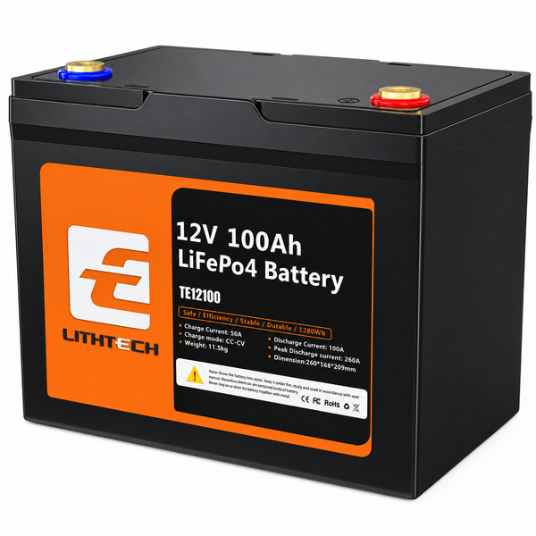 Акумулятор Lithtech LiFePO4 12,8 В 100 А&middot;год, 1280 Вт&middot;год, Bluetooth, BMS 100 А LITH-12V-100AH фото