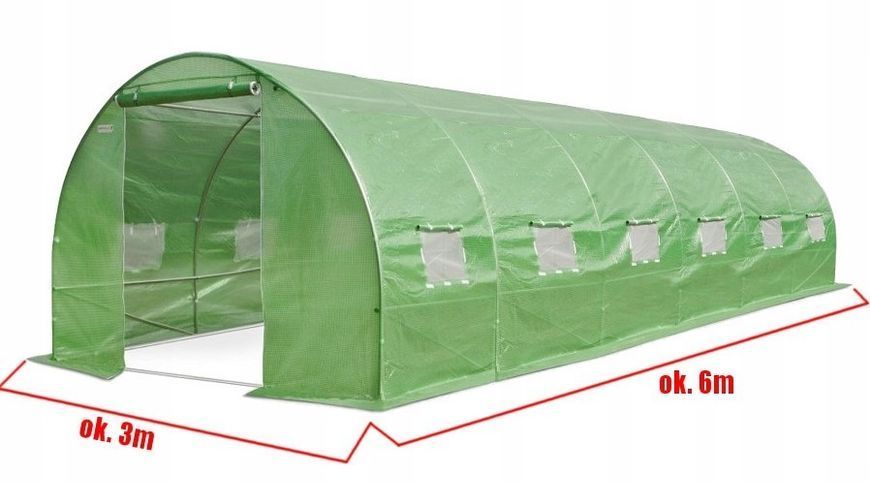 Теплиця садова Volso Polska VS 06320, 6 &times; 3 &times; 2 м, 18 м&sup2;, армована плівка 140 г/м&sup2;, зелена VS 06320 фото
