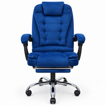 Офісне крісло BOSS KO22VEL VIP з масажем і підніжкою, велюрове, синє BOSS-KO22VEL-BLU фото