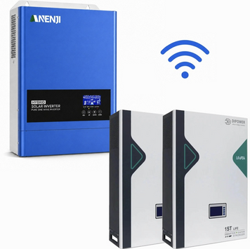 Комплект резервного живлення Anenji 6,2 кВт з Wi-Fi + 2 LiFePO4 акумулятори DIPOWER 10,24 кВт&middot;год ANJ-6200W-DIP-2 фото