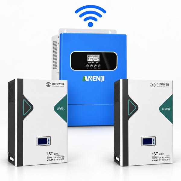 Комплект резервного живлення Anenji 11 кВт з Wi-Fi + 2 LiFePO4 акумулятори DIPOWER 10,24 кВт&middot;год ANJ-11000W-DIP-2 фото