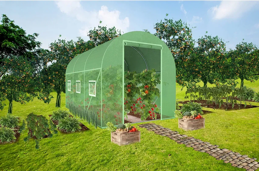 Теплиця садова Kontrasto KO03220, 3 &times; 2 &times; 2 м, 6 м&sup2;, армована плівка 140 г/м&sup2;, зелена KO03220 фото
