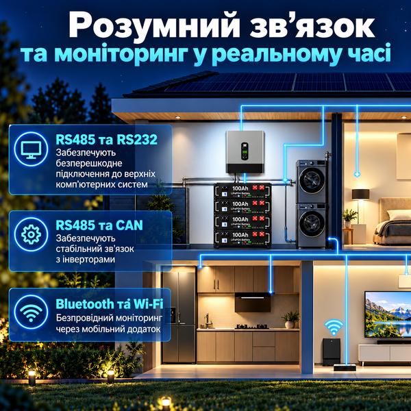 Акумулятор GRNYVRE LiFePO4 51,2 В 100 А&middot;год, 5,12 кВт&middot;год, BMS, Bluetooth GRN-51V-100AH фото