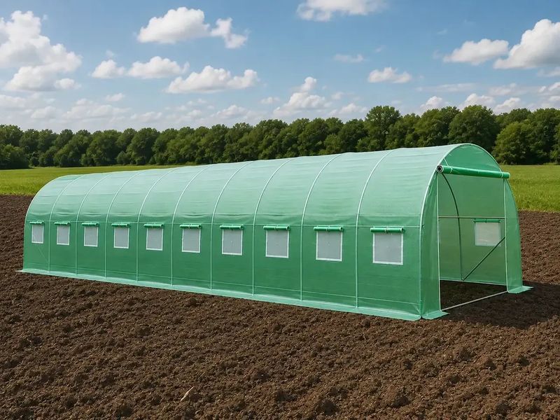 Теплиця садова посилена Primaveo 12 &times; 3 &times; 2 м, 36 м&sup2;, армована плівка UV-4, труба 25 мм, зелена G1351 фото