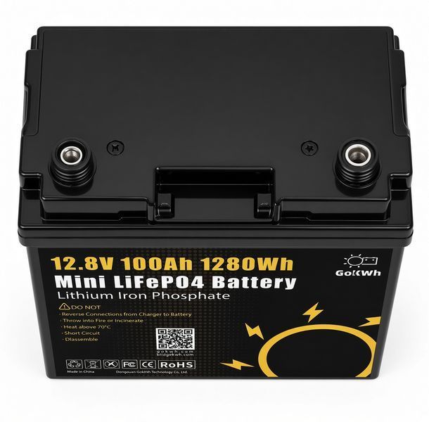 Акумулятор LiFePO4 GoKWh Mini 12,8 В 100 А&middot;год, 1,28 кВт&middot;год, BMS 100 А, IP65 GOKWH-MINI-12V-100AH фото