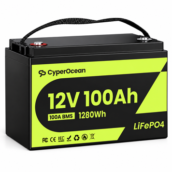 Акумулятор LiFePO4 CyperOcean 12,8 В 100 А&middot;год, 1,28 кВт&middot;год, BMS 100 А CYPER-12V-100AH фото