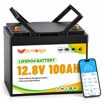 Акумулятор FLYFOREE LiFePO4 12,8 В 100 А&middot;год, 1280 Вт&middot;год, BMS, Bluetooth FLY-12V-100AH фото