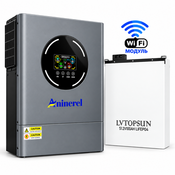 Комплект резервного живлення Aninerel 11 кВт + LiFePO4 акумулятор LVTOPSUN Wall 5,12 кВт&middot;год, Wi-Fi ANR-11000W-LVT-WALL фото