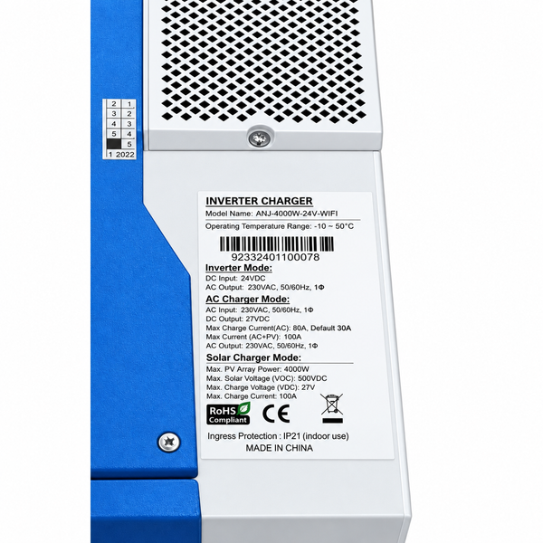 Гібридний сонячний інвертор Anenji ANJ-4000W-24V 4200 Вт, 24 В, Wi-Fi, MPPT 100 А ANJ-4000W-24V фото